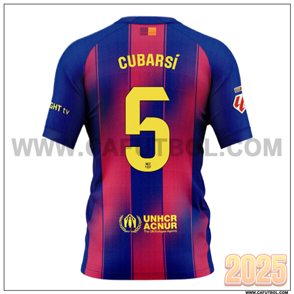 Primera Camiseta de FC Barcelona CUBARSÍ #5 Rojo/Azul 2025 2026