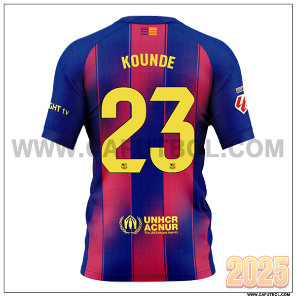 Primera Camiseta de FC Barcelona KOUNDE #23 Rojo/Azul 2025 2026