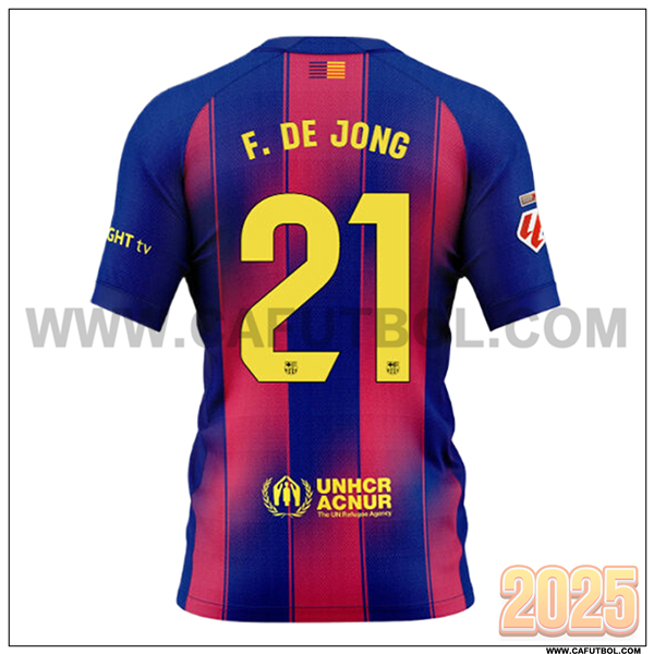 Primera Camiseta de FC Barcelona F. DE JONG #21 Rojo/Azul 2025 2026