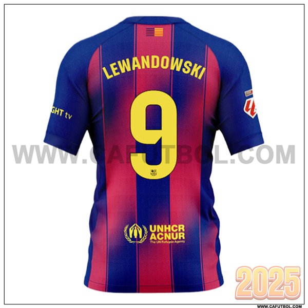 Primera Camiseta de FC Barcelona LEWANDOWSKI #9 Rojo/Azul 2025 2026