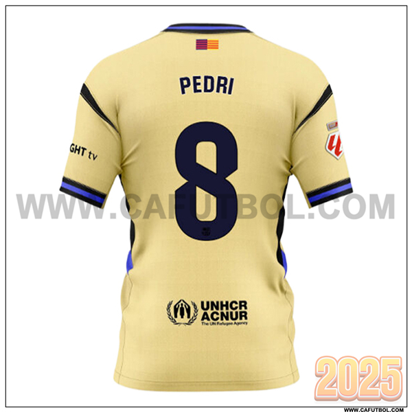 Segunda Camiseta de FC Barcelona PEDRI #8 AMARILLO 2025 2026
