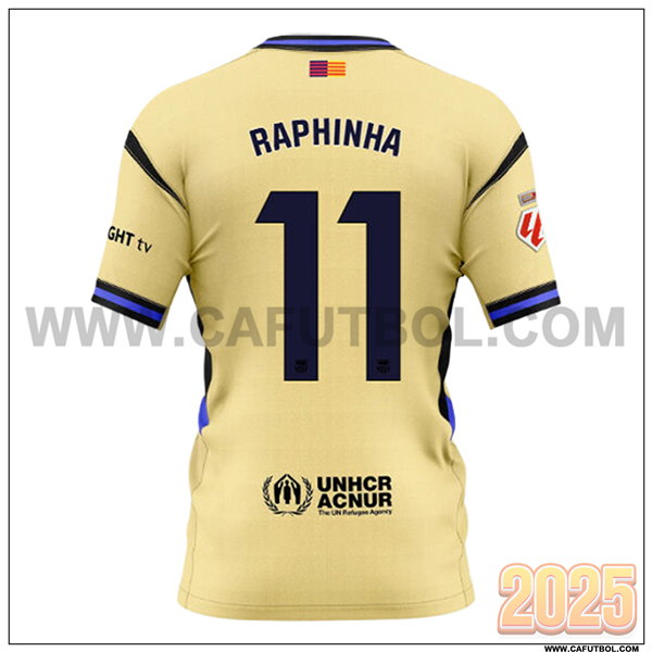 Segunda Camiseta de FC Barcelona RAPHINHA #11 AMARILLO 2025 2026