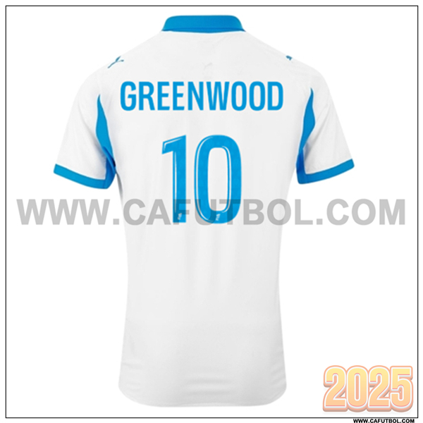 Primera Camiseta de Marsella OM GREENWOOD #10 Blanco/Azul Cielo 2025 2026