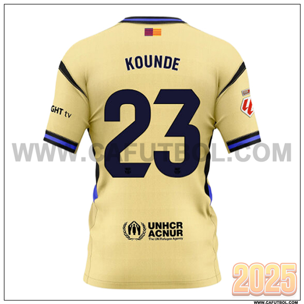 Segunda Camiseta de FC Barcelona KOUNDE #23 AMARILLO 2025 2026