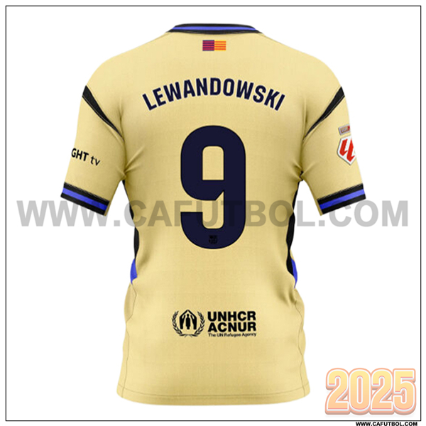 Segunda Camiseta de FC Barcelona LEWANDOWSKI #9 AMARILLO 2025 2026