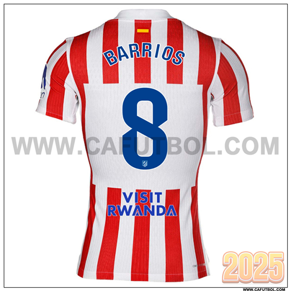Primera Camiseta de Atletico Madrid BARRIOS #8 Rojo/Blanco 2025 2026