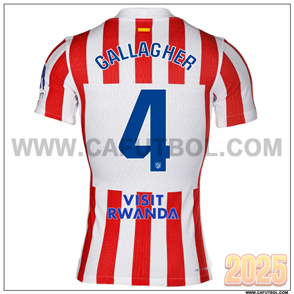 Primera Camiseta de Atletico Madrid GALLAGHER #4 Rojo/Blanco 2025 2026