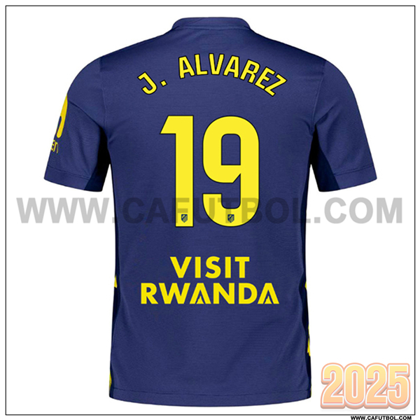 Segunda Camiseta de Atletico Madrid J. ALVAREZ #19 Azul Marina 2025 2026