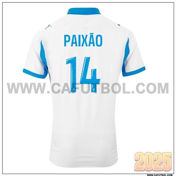 Primera Camiseta de Marsella OM PAIXÃO #14 Blanco/Azul Cielo 2025 2026