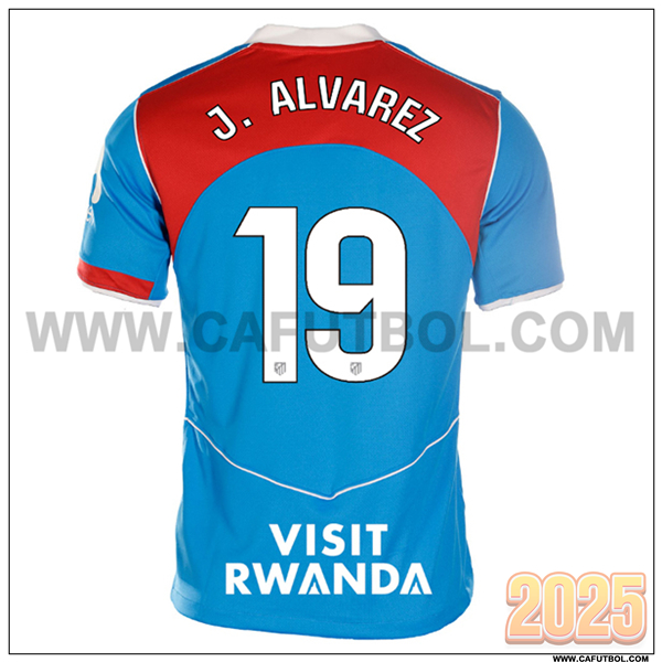 Tercero Camiseta de Atletico Madrid J. ALVAREZ #19 Rojo/Azul 2025 2026