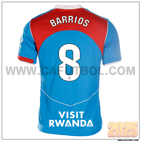 Tercero Camiseta de Atletico Madrid BARRIOS #8 Rojo/Azul 2025 2026