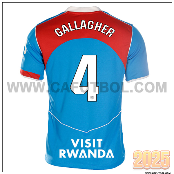 Tercero Camiseta de Atletico Madrid GALLAGHER #4 Rojo/Azul 2025 2026