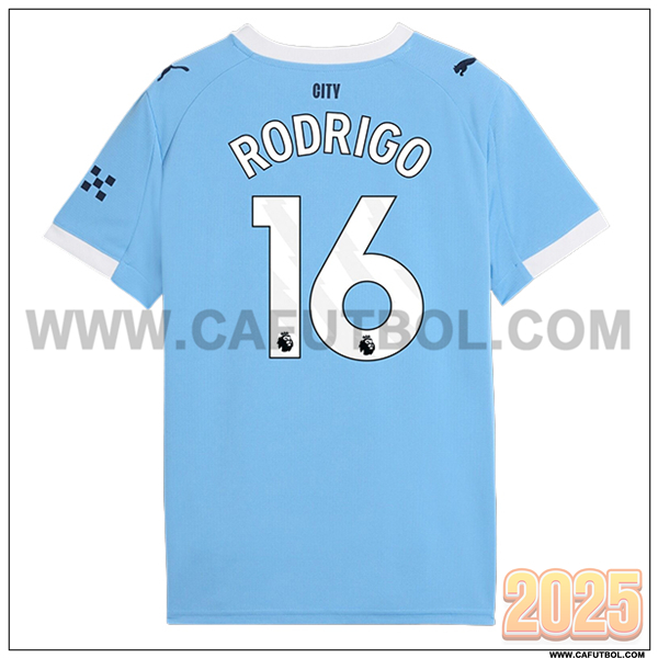 Primera Camiseta de Manchester City RODRIGO #16 Azul Cielo 2025 2026