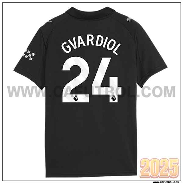 Segunda Camiseta de Manchester City GVARDIOL #24 Negro 2025 2026