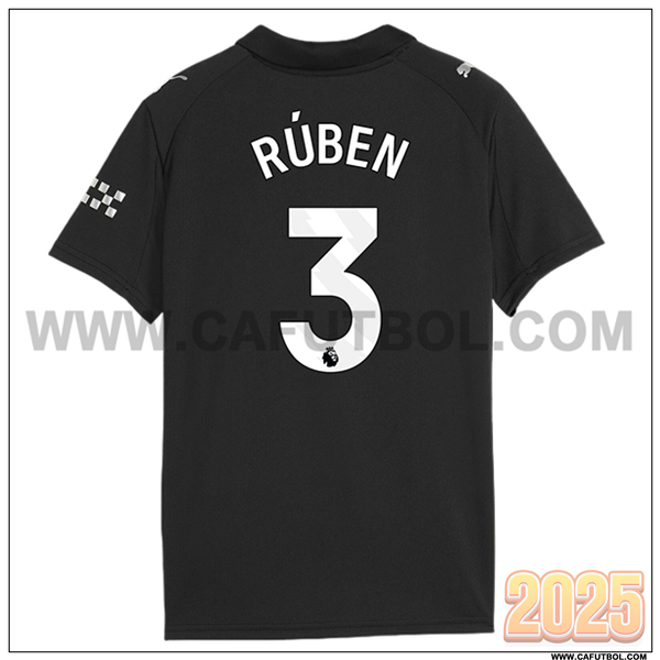 Segunda Camiseta de Manchester City RÚBEN #3 Negro 2025 2026