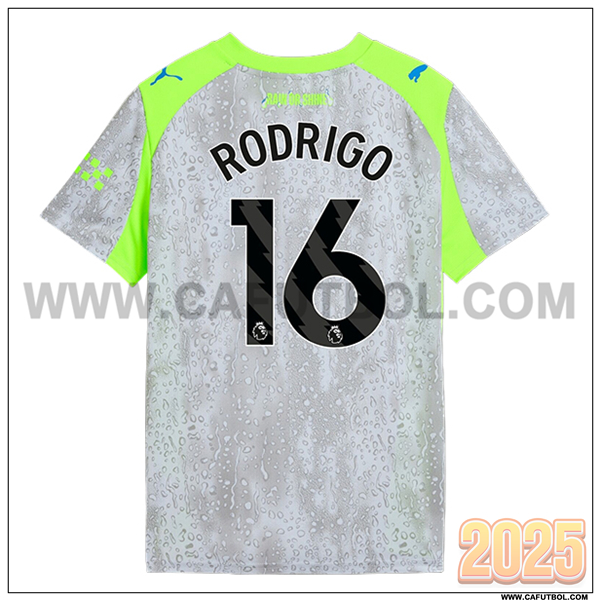 Tercero Camiseta de Manchester City RODRIGO #16 Gris/Verde 2025 2026