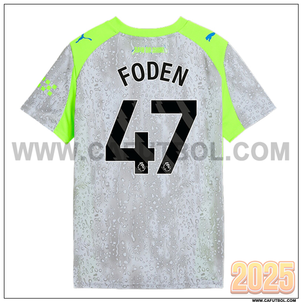 Tercero Camiseta de Manchester City FODEN #47 Gris/Verde 2025 2026