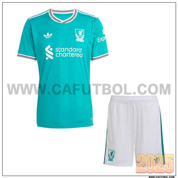 Tercero Camiseta Futbol FC Liverpool + Pantalones Verde 2025 2026