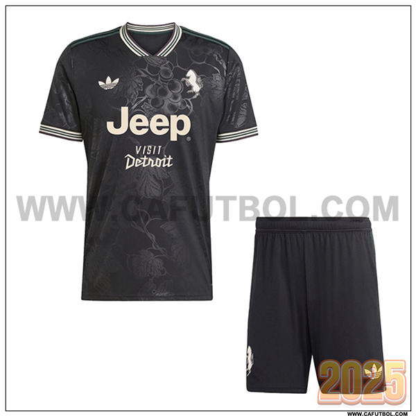 Tercero Camiseta Futbol Juventus + Pantalones Negro 2025 2026