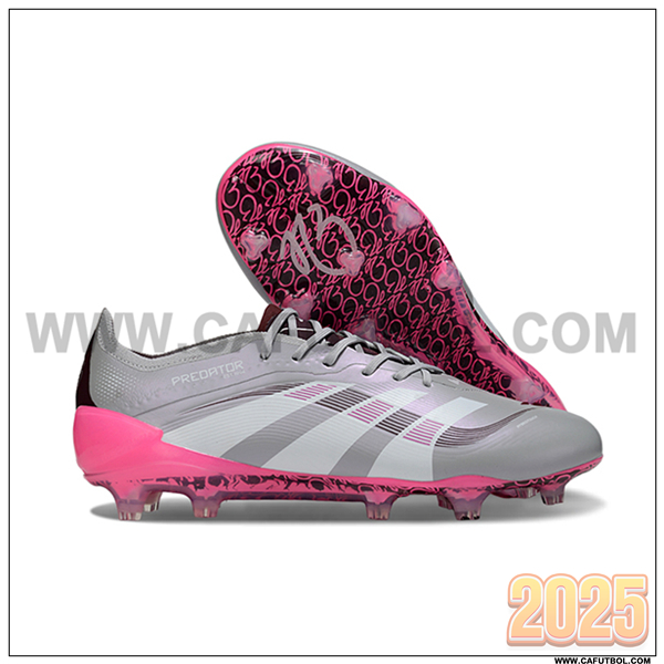 Adidas Botas De Fútbol 25 Predator Elite FG Gris/Blanco/Rosa