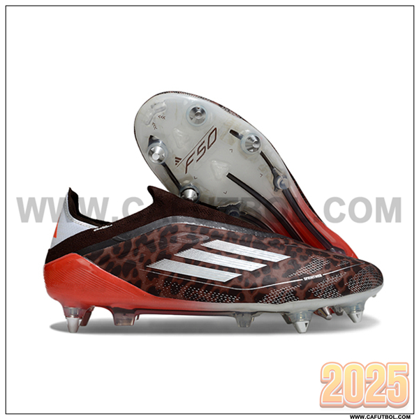 Adidas Botas De Fútbol F50 Elite Laceless SG Marrón/Rojo/Blanco