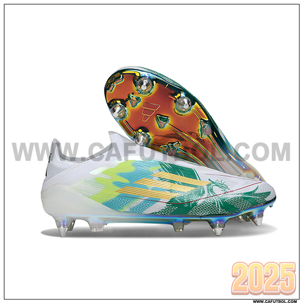 Adidas Botas De Fútbol F50 Elite Laceless SG Blanco/Verde/Amarillo