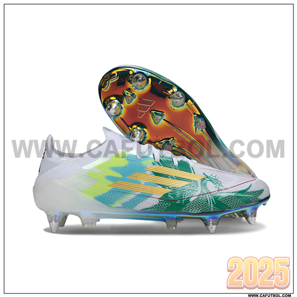 Adidas Botas De Fútbol F50 Elite SG Blanco/Verde/Amarillo