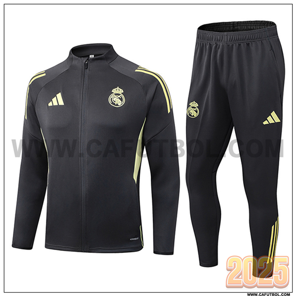 Chandal Chaquetas Futbol Real Madrid Gris Oscuro 2025 2026