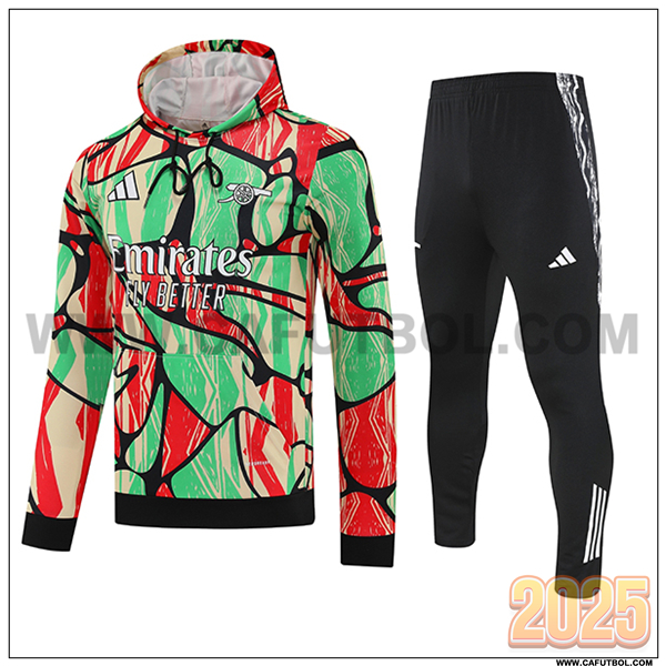 Chaqueta Con Capucha Chandal Arsenal Verde/Rojo/Amarillo 2025 2026