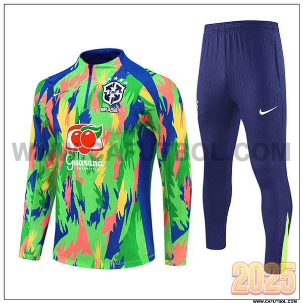 Chandal de Futbol Brasil Verde/Azul/Naranja 2025 2026