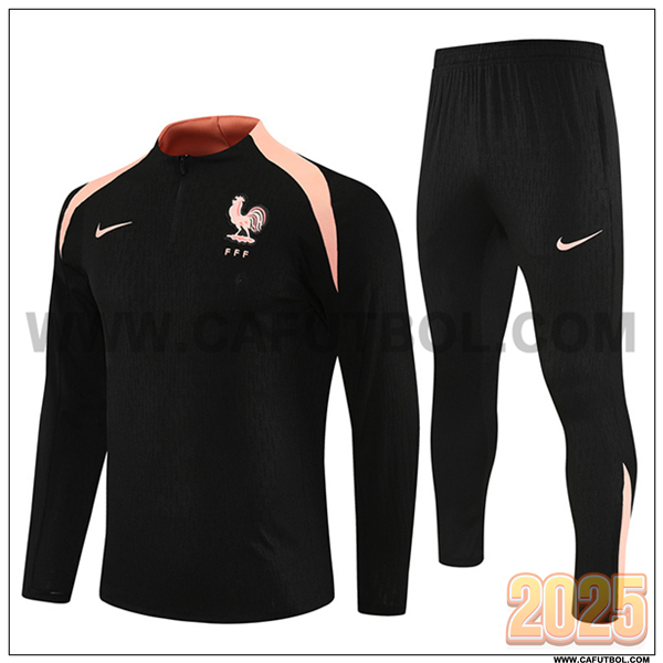 Chandal de Futbol Francia Negro/Rosa 2025 2026