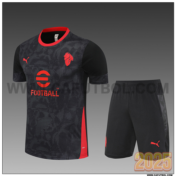 Camiseta Entrenamiento AC Milan Ninos Negro/Gris/Rojo 2025 2026
