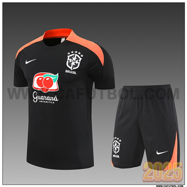 Camiseta Entrenamiento Brasil Ninos Negro/Naranja 2025 2026
