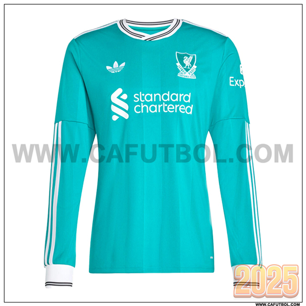 Nuevo Camiseta de FC Liverpool Tercero Mangas largas 2025 2026 Verde