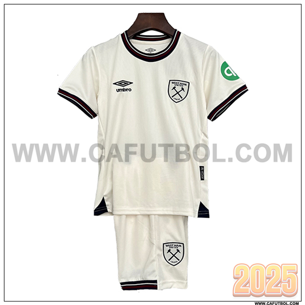 Nuevo Camiseta de West Ham Segunda Ninos 2025 2026 Blanco