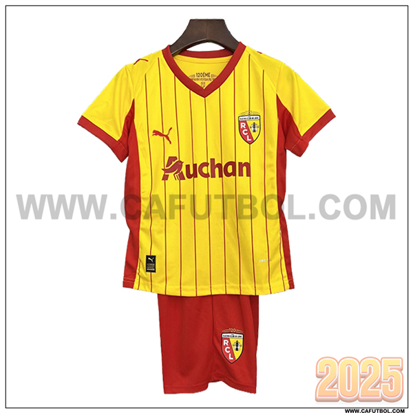 Nuevo Camiseta de RC Lens Primera Ninos 2025 2026 AMARILLO/Rojo