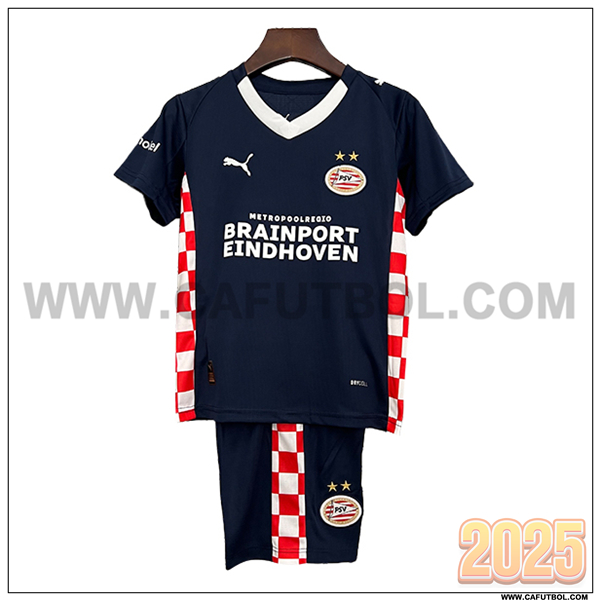 Nuevo Camiseta de PSV Eindhoven Segunda Ninos 2025 2026 Negro