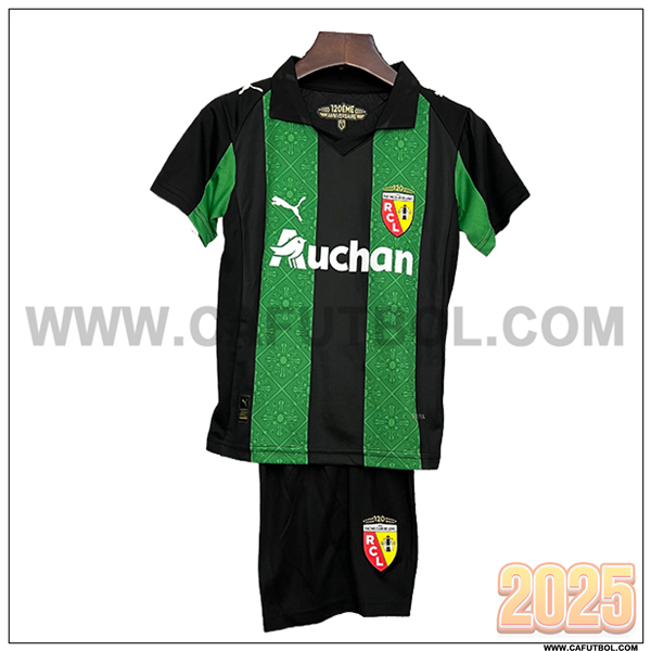 Nuevo Camiseta de RC Lens Segunda Ninos 2025 2026 Verde/Negro