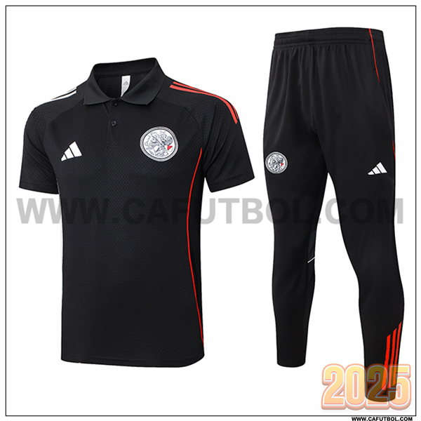 Camiseta Polo Ajax Negro/Rojo 2025 2026