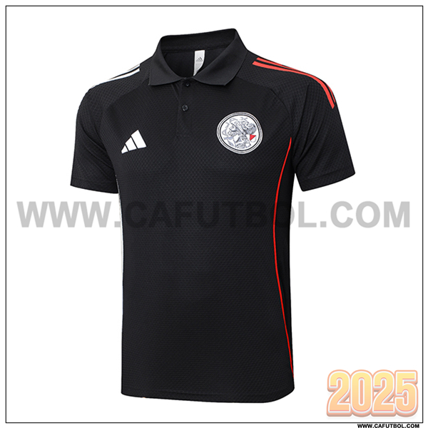 Camiseta Polo Ajax Negro/Rojo 2025 2026