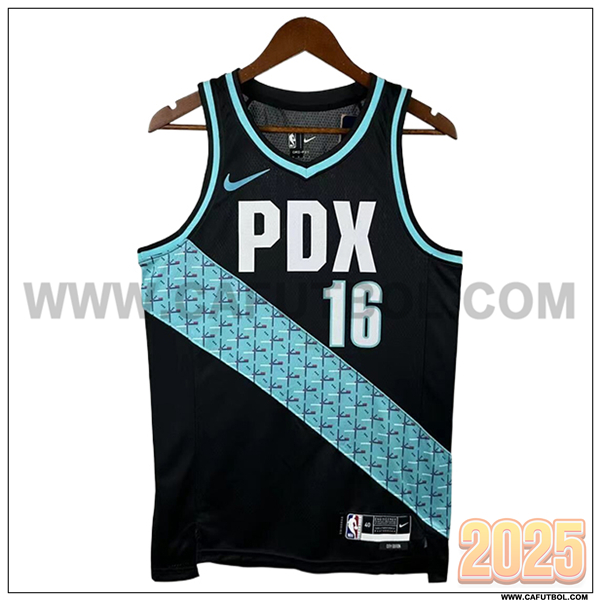 Camisetas De Futbol Portland Trail Blazers (YANG #16) 2025/26 Negro/Azul