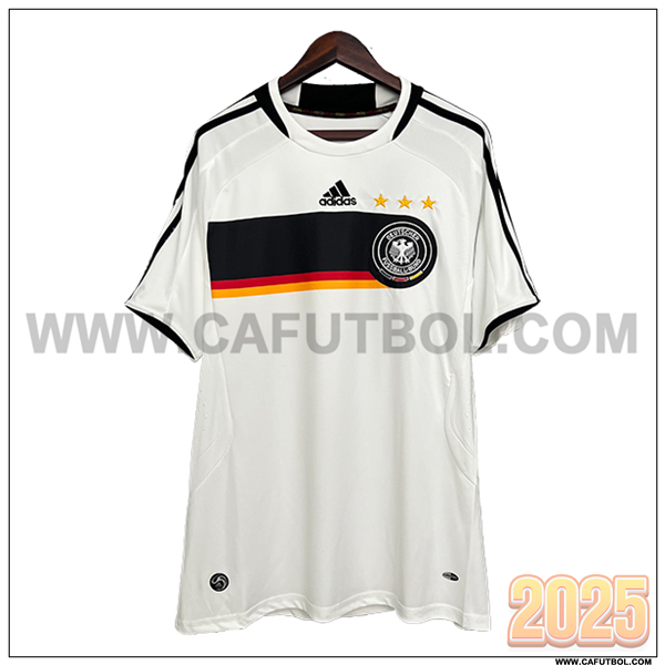 Primera Camiseta de Alemania Retro Blanco/Negro 2008