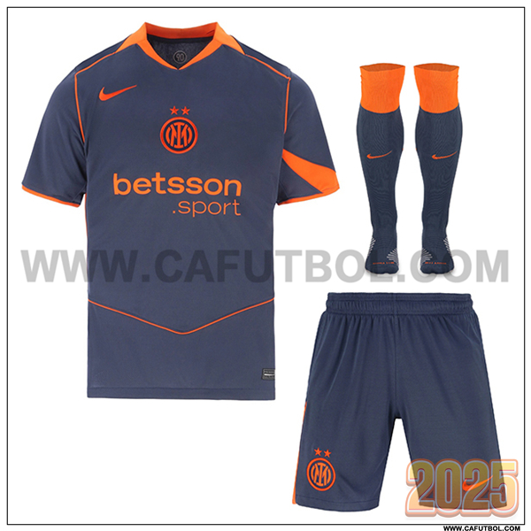 Tercero Camiseta Futbol Inter Milan (Pantalones + Calcetines) Azul marino 2025 2026