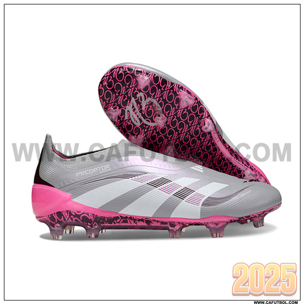 Adidas Botas De Fútbol 25 Predator Elite LL FG Gris/Blanco/Rosa
