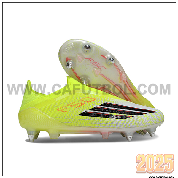 Adidas Botas De Fútbol F50 Elite Laceless SG Amarillo/Negro/Blanco