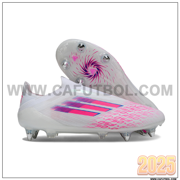 Adidas Botas De Fútbol F50 Elite Laceless SG Blanco/Rosa -02