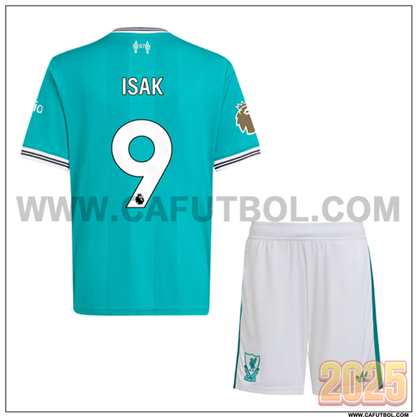 Tercero Camiseta de FC Liverpool ISAK #9 Ninos 2025 2026 Verde