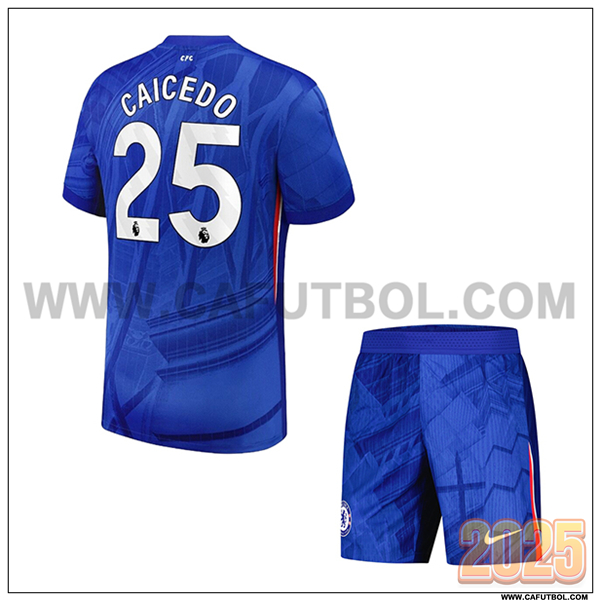 Primera Camiseta de FC Chelsea CAICEDO #25 Ninos 2025 2026 Azul