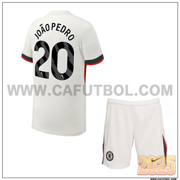 Segunda Camiseta de FC Chelsea JOÃO PEDRO #20 Ninos 2025 2026 Blanco