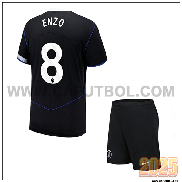 Tercero Camiseta de FC Chelsea ENZO #8 Ninos 2025 2026 Negro